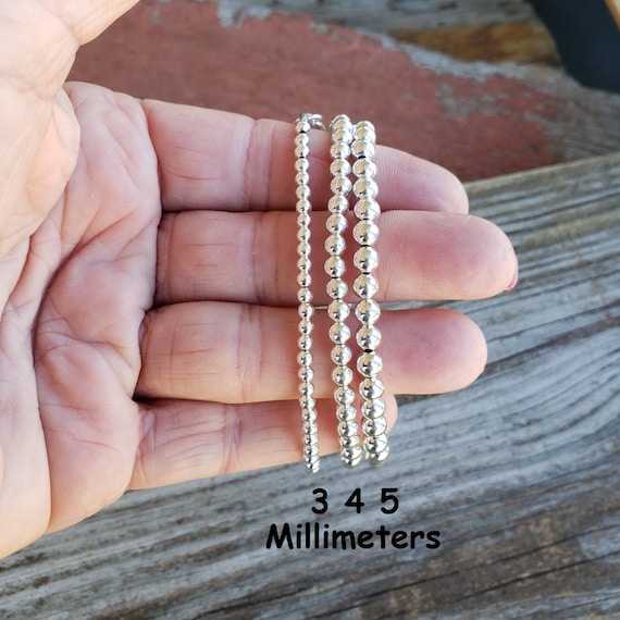 5mm Sterling Silver Beaded Bracelet: Handmade .925 Silver Ball