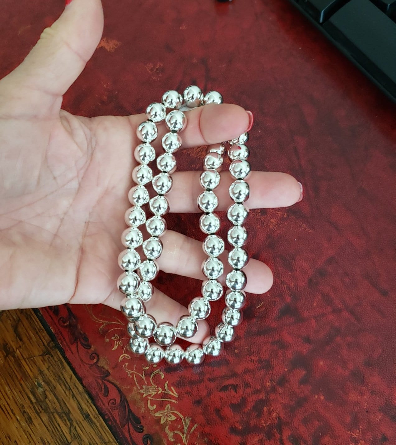 10mm Sterling Silver Bead Necklace 10mm Silver Bead Necklace Etsy