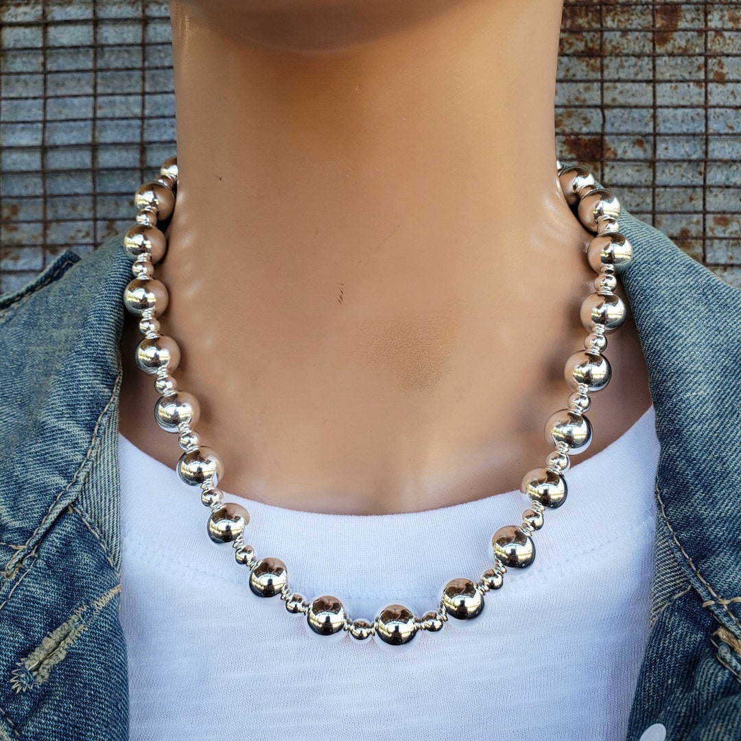 5㎜ silver beads middle necklace (MA-N-03) | MAU