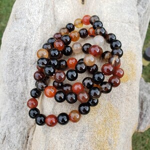 Sardonyx Bracelet, Stretch Sardonyx Bracelet, 10mm Sardonyx Bracelet, Brown Black Stretch Bracelet image 5