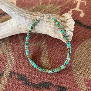 4mm Turquoise Heishi Bracelet: 925 Sterling Silver, Blue Green Brown image 10