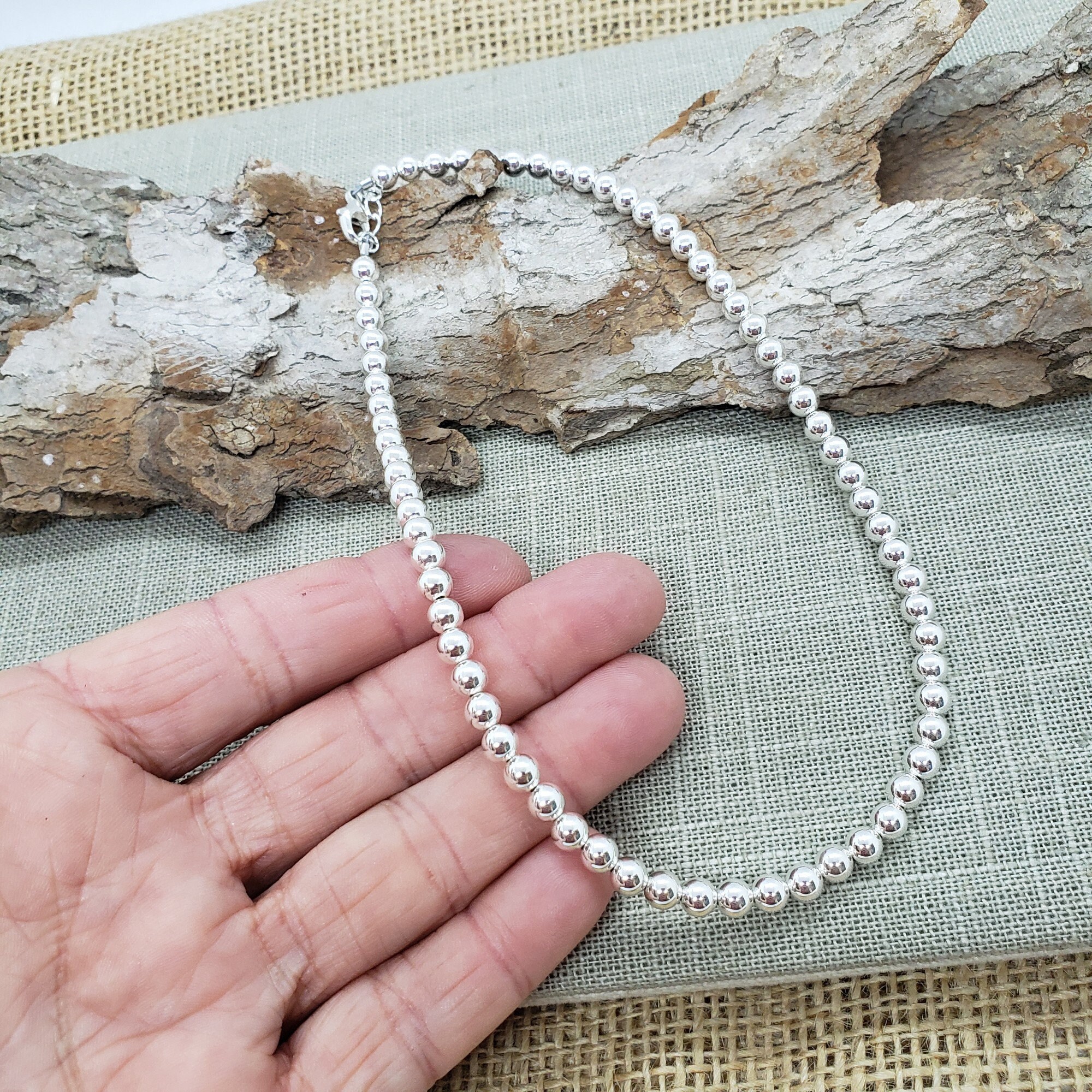 925 Sterling Silver 4mm Ball Bead Necklace – 19 Inch With Free Gift Bag