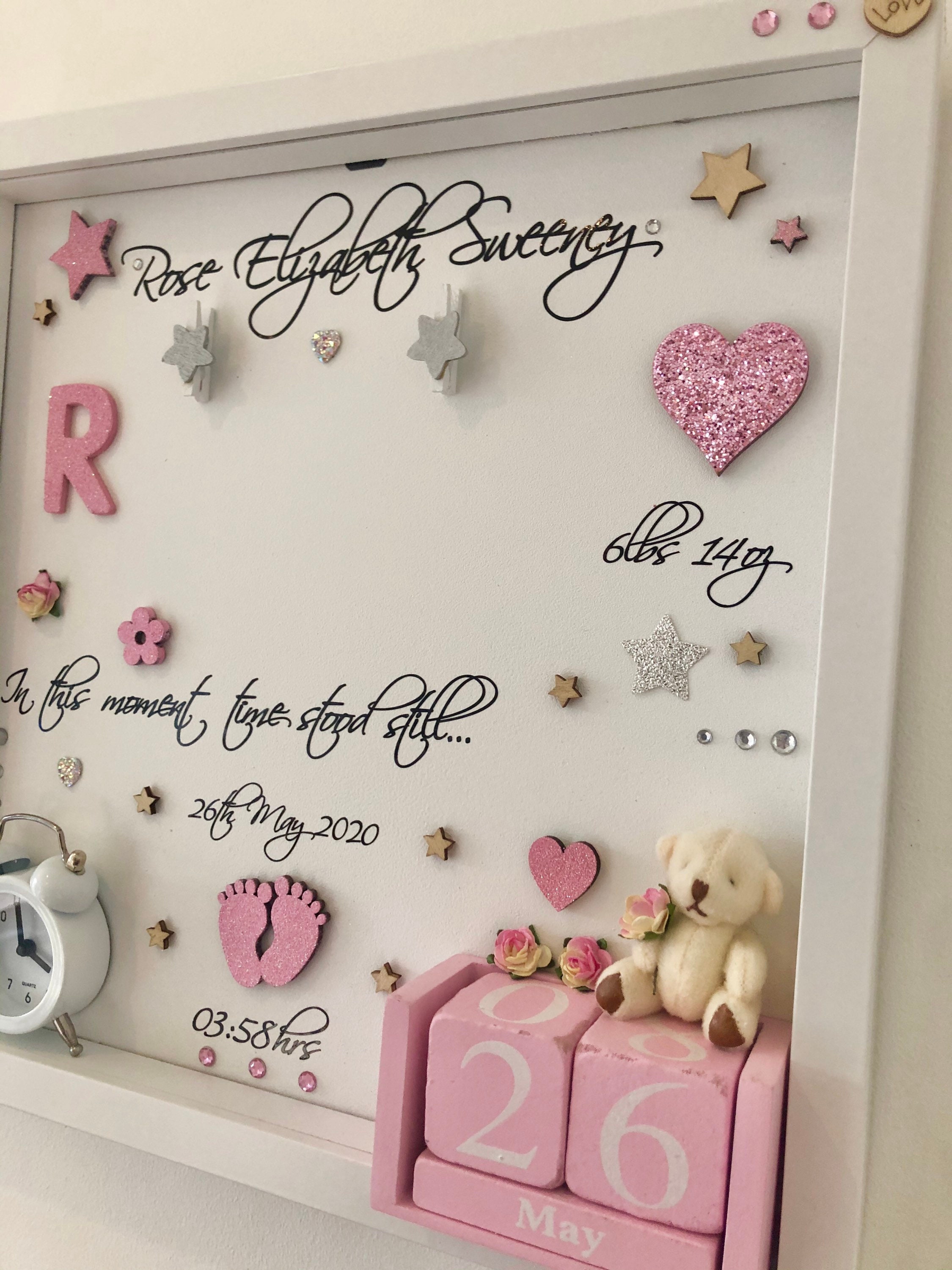 New baby personalised gift box frame birth record photo frame Etsy