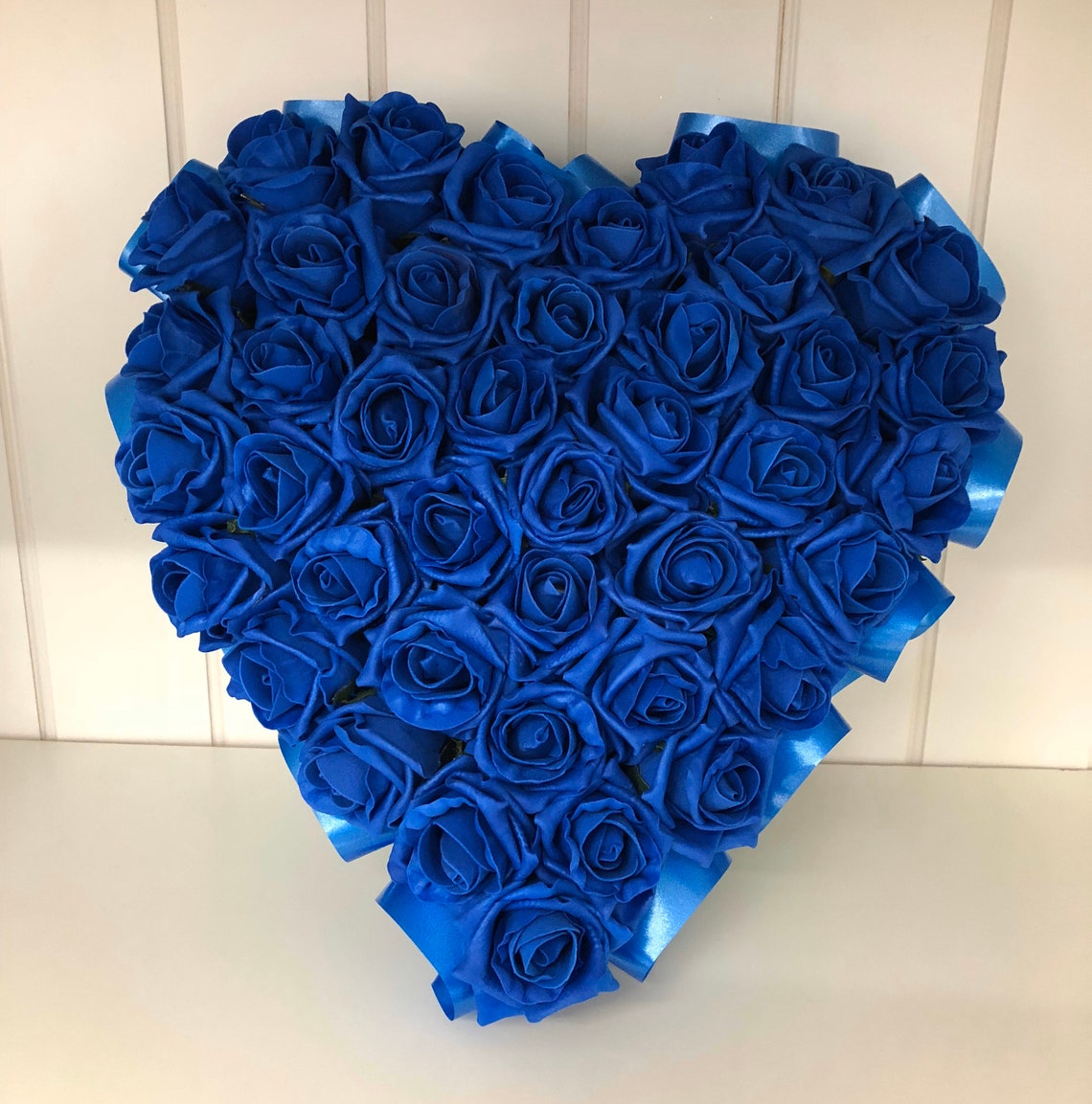 Royal Blue Rose Heart Wreath Artificial Flowers funeral | Etsy