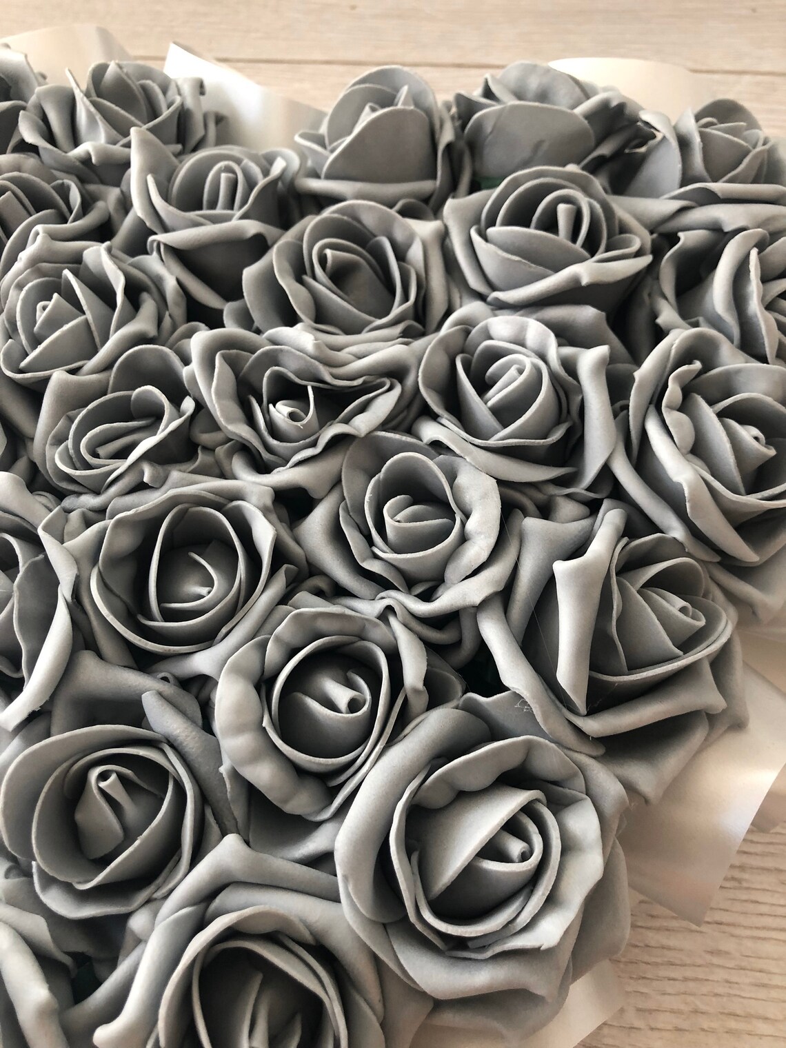 Silver Grey Rose Heart Wreath Artificial Flowers funeral Etsy