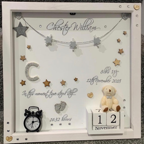 Onwijs Nieuwe baby gepersonaliseerd cadeau box frame geboorte opnemen | Etsy HF-54