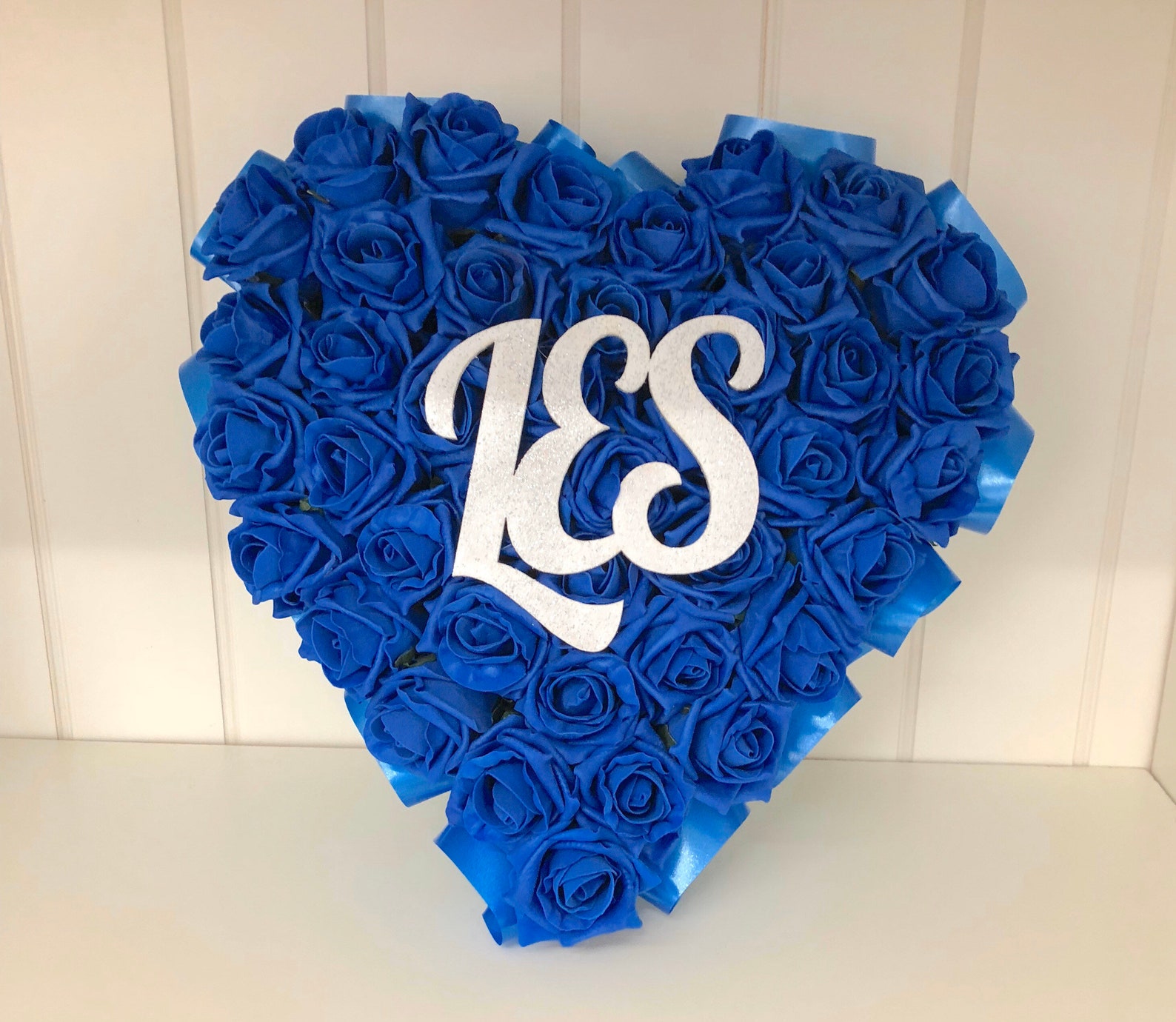 Royal Blue Rose Heart Wreath Artificial Flowers funeral Etsy
