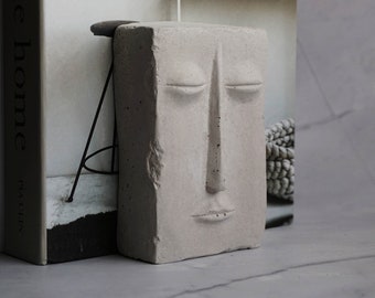 Abstract Concrete Bookend | Contemporary Piece of art | Shelf Decor | Face