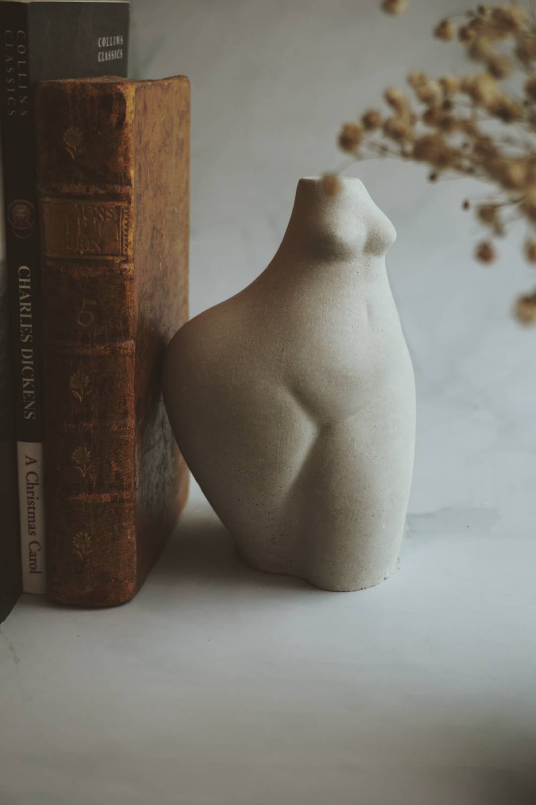 Curvy Female Concrete Ornament Bookend Shelf Decor Etsy