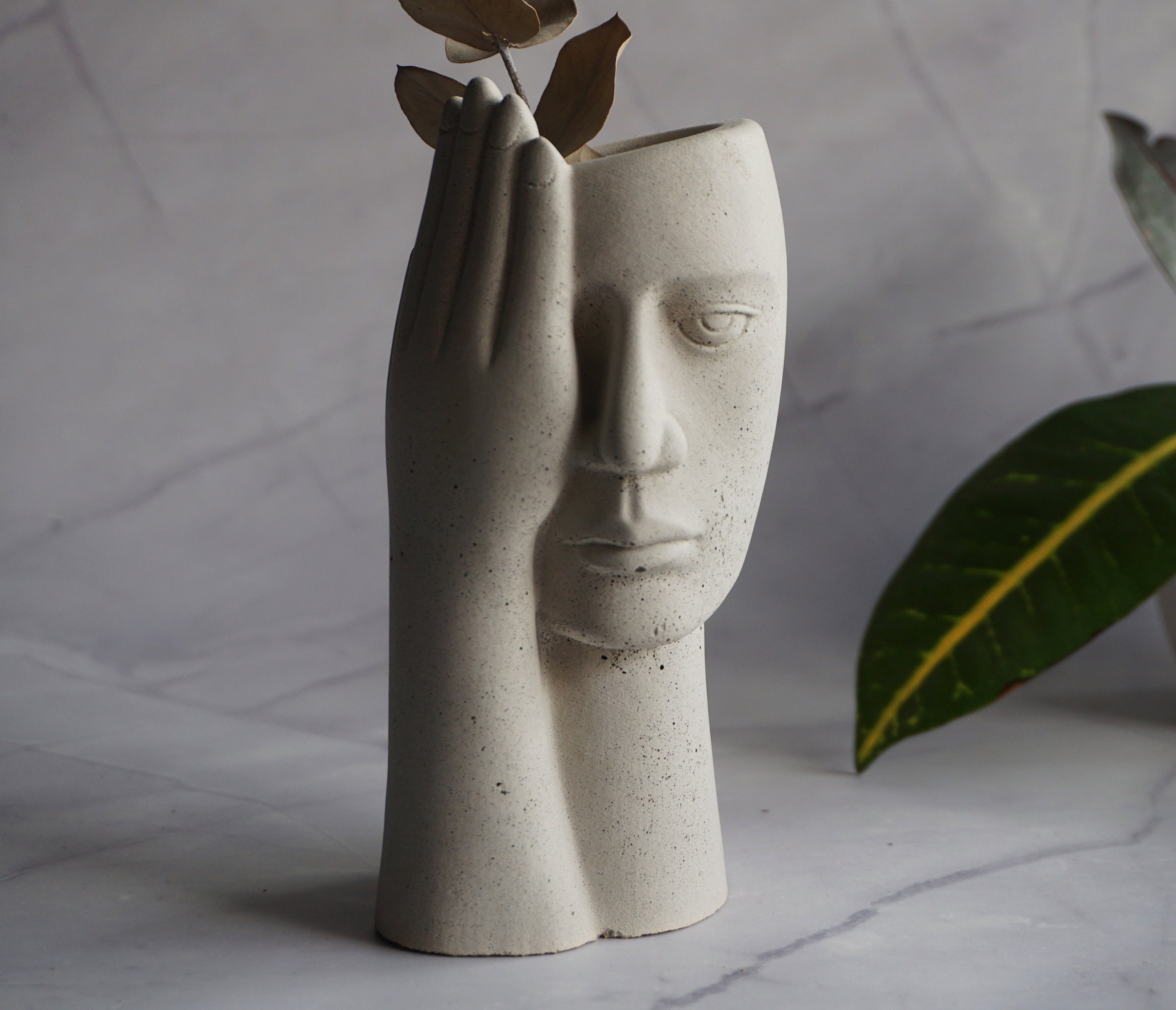 Abstract Human Face Ceramic Vase Northern European Body Art