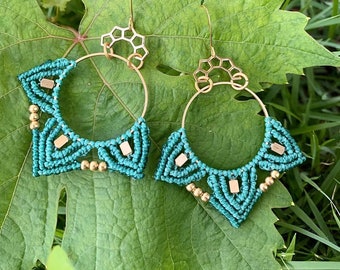 Hoop Boho Earrings Long Earrings Macrame Jewelry Iris Mishly Micro Macrame Macrame Earrings Indian Jewelry Gypsy Statement Earrings