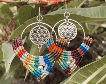 Hoop Boho Earrings Long Earrings Macrame Jewelry Iris Mishly Micro Macrame Macrame Earrings Indian Jewelry Gypsy Statement Earrings