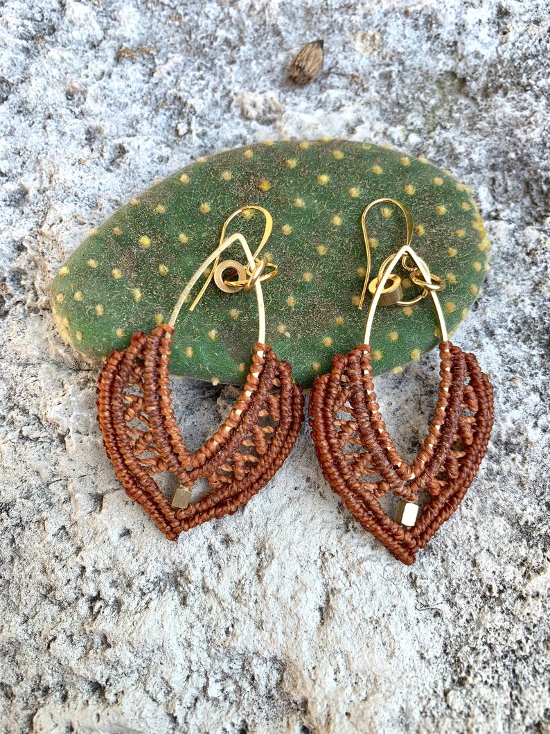 Blue Bohemian Earrings Statement Earrings Dangle Earrings Macrame Jewelry Hippie Earrings Micro Macrame Marquise Macrame Earrings