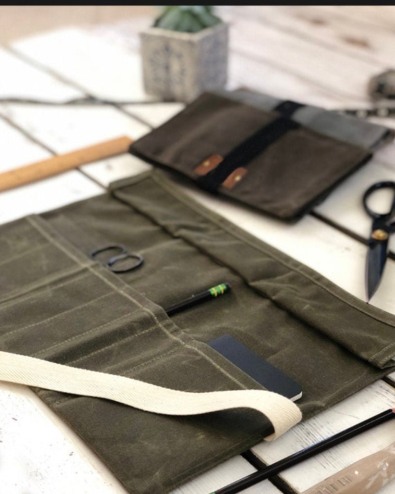 Personalized Waxed Canvas Tool Roll Wrap Case Rollup Case Etsy