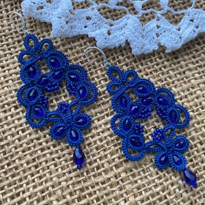 tatting jewelry Chandelier Earrings  lace earrings, Earrings gift for her lace jewelry bridesmaid earrings Lightweight earrings