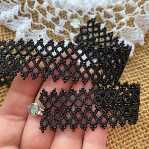 Black Gothic choker, Tatting Lace Choker necklace, Wide Choker, Unique Tatted Jewelry Gift for women