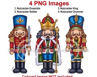 Digital Stamp, Digi Stamp, digistamp, Christmas Nutcracker Ensemble Bundle by Conie Fong, Nutcracker King, Soldier, Drummer, coloring page