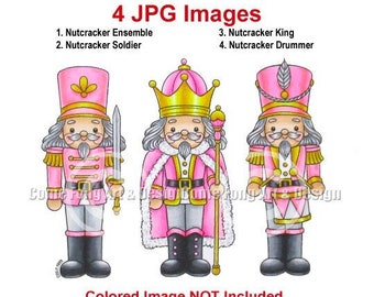 Digital Stamp, Digi Stamp, digistamp, Christmas Nutcracker Ensemble Bundle by Conie Fong, Nutcracker King, Soldier, Drummer, coloring page