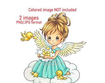Digital stamp, digi stamp, digistamp, Twinkle Angel Nellie by Conie Fong, Birthday, Sympathy, Star, Bird, Thinking of You, friendship