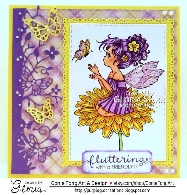 Digital Stamp Digi Stamp digistamp flutterby Daisy Conie image 1