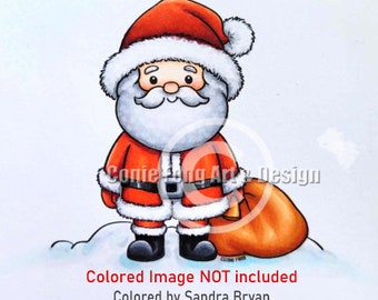 Digital Stamp, Digi Stamp, digistamp, Santa With Gift Sack by Conie Fong, Christmas, Santa Claus coloring page