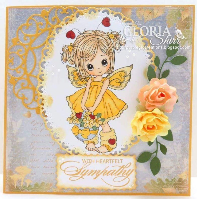 Digital Stamp, Digi Stamp, digistamp, Molly's Basket of Love, Molly Fairy bundle by Conie Fong, girl, flower, birthday, get well, sympathy image 5