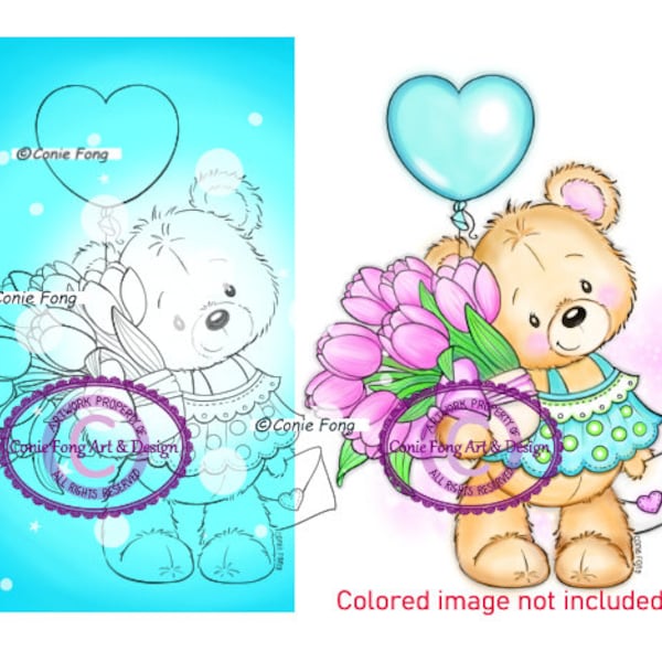 Digital Stamp, Digi Stamp, digistamp, Bella Sending You Smiles, Conie Fong, Birthday, Teddy Bear, Valentines, Mother's Day, Get Well