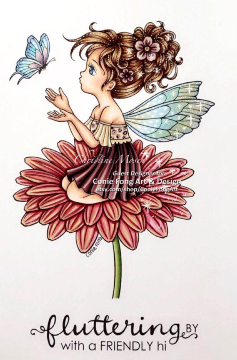 Digital Stamp Digi Stamp digistamp flutterby Daisy Conie image 3