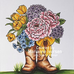 Digital Stamp, Digi Stamp, Digistamp, Conie Fong, flowers, bouquet, boot, Coloring Page, birthday, mother's day, get well, sympathy image 2