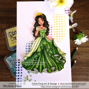 SALE Digital Stamp, Digi Stamp, digistamp, Princess Kiara by Conie Fong, birthday, girl , JPG / PNG format image 2