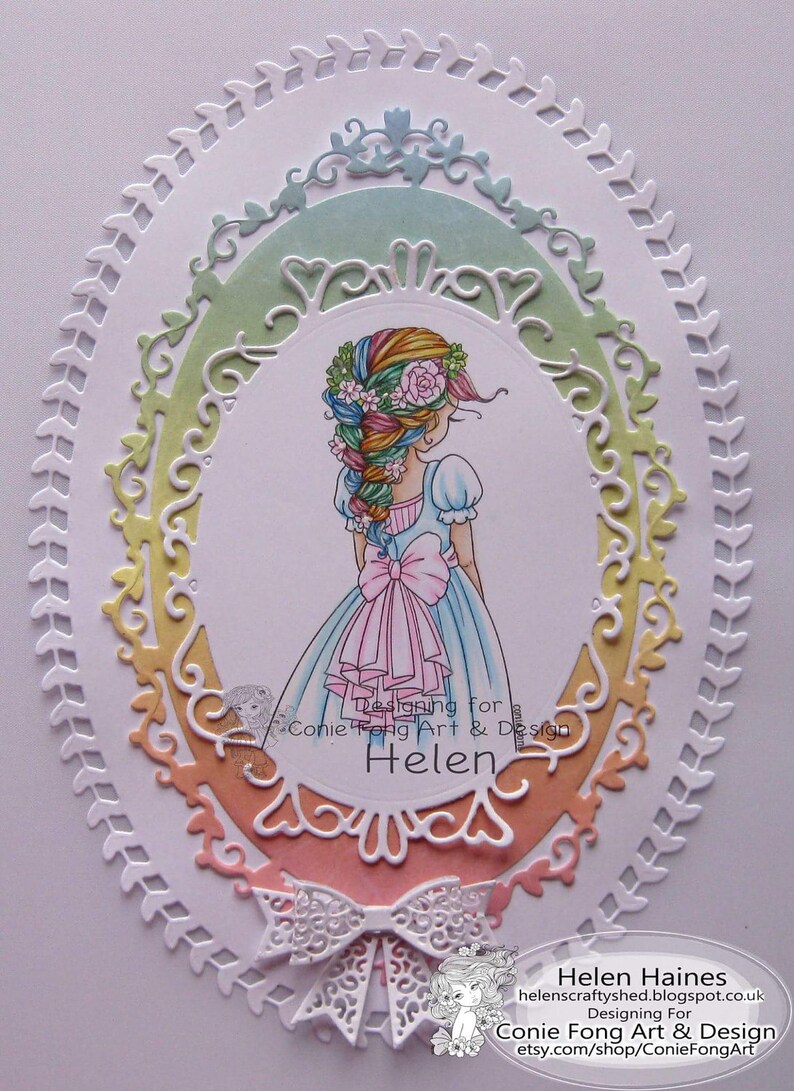 SALE Digital Stamp, Digi Stamp, digistamp, Braids In My Hair by Conie Fong, Coloring Page, girl, flower, dress, color page, sweet sixteen image 5