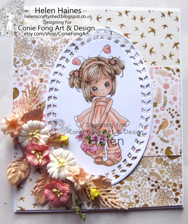 Digital Stamp, Digi Stamp, digistamp, Molly's Basket of Love, Molly Fairy bundle by Conie Fong, girl, flower, birthday, get well, sympathy image 4