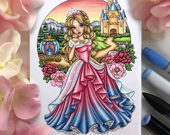 SALE 2 images-Princess Kiara Fairytale Castle/Princess Kiara  by Conie Fong for Kit and Clowder Coloring Class