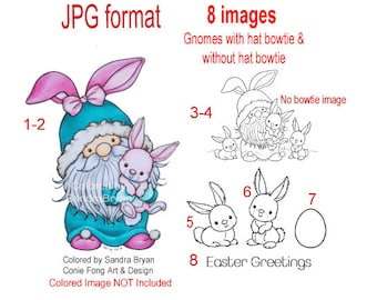 Digital Stamp, Digi Stamp, digistamp, Easter Bunny Gnome and Sentiment Bundle, Conie Fong, Birthday, Rabbit