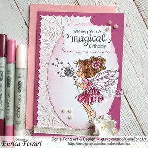 Digital Stamp, Digi Stamp, digistamp, Dandelion Wishes by Conie Fong, fairy, girl, Birthday, Get Well, Love, coloring page image 6