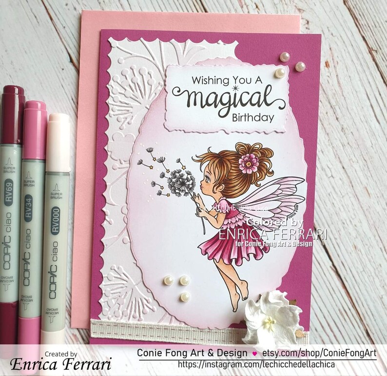 Digital Stamp, Digi Stamp, digistamp, Dandelion Wishes by Conie Fong, fairy, girl, Birthday, Get Well, Love, coloring page image 6