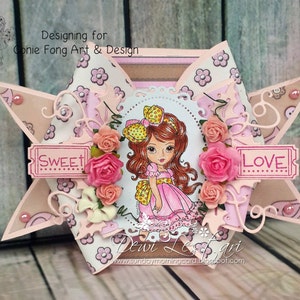 digital stamp, digi stamp, Digistamp, Bow Tie In My Hair by Conie Fong, girl, scrapbooking, coloring page image 6