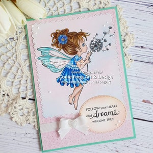 Digital Stamp, Digi Stamp, digistamp, Dandelion Wishes by Conie Fong, fairy, girl, Birthday, Get Well, Love, coloring page image 5