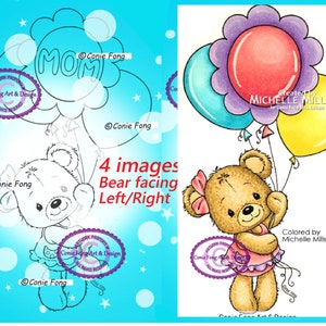 Digital Stamp, Digi Stamp, digistamp, Conie Fong, Coloring Page, Mother's Day, Birthday, Teddy Bear, Valentines, Get Well, Balloon
