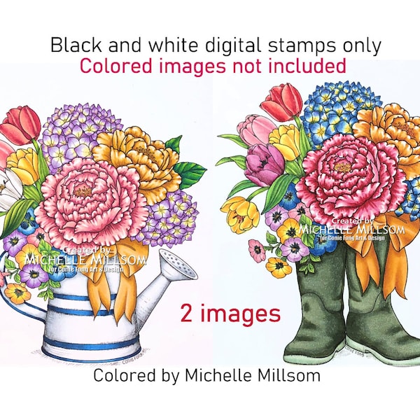 Digital Stamp, Digi Stamp, Digistamp, Conie Fong, Garden and Bootiful bouquet, flowers, boot, birthday, mother's day, get well, sympathy