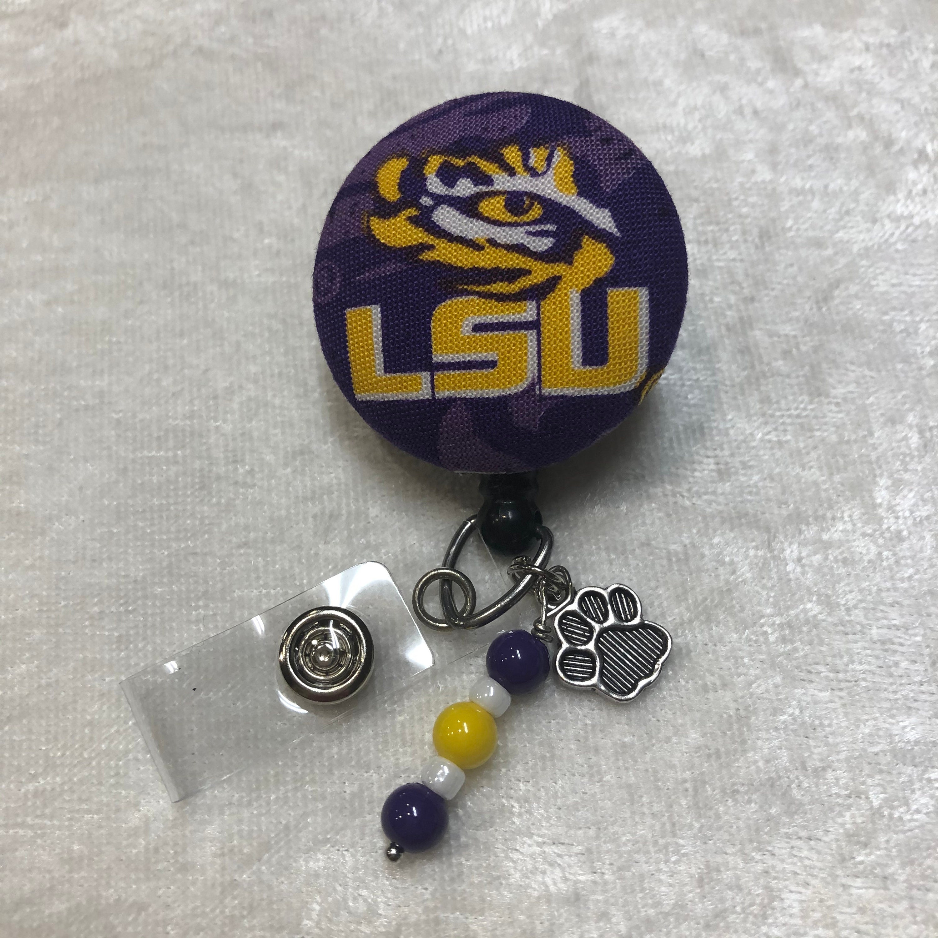 LSU Louisiana State University Retractable Badge Holder Ticket Clip Reel ID