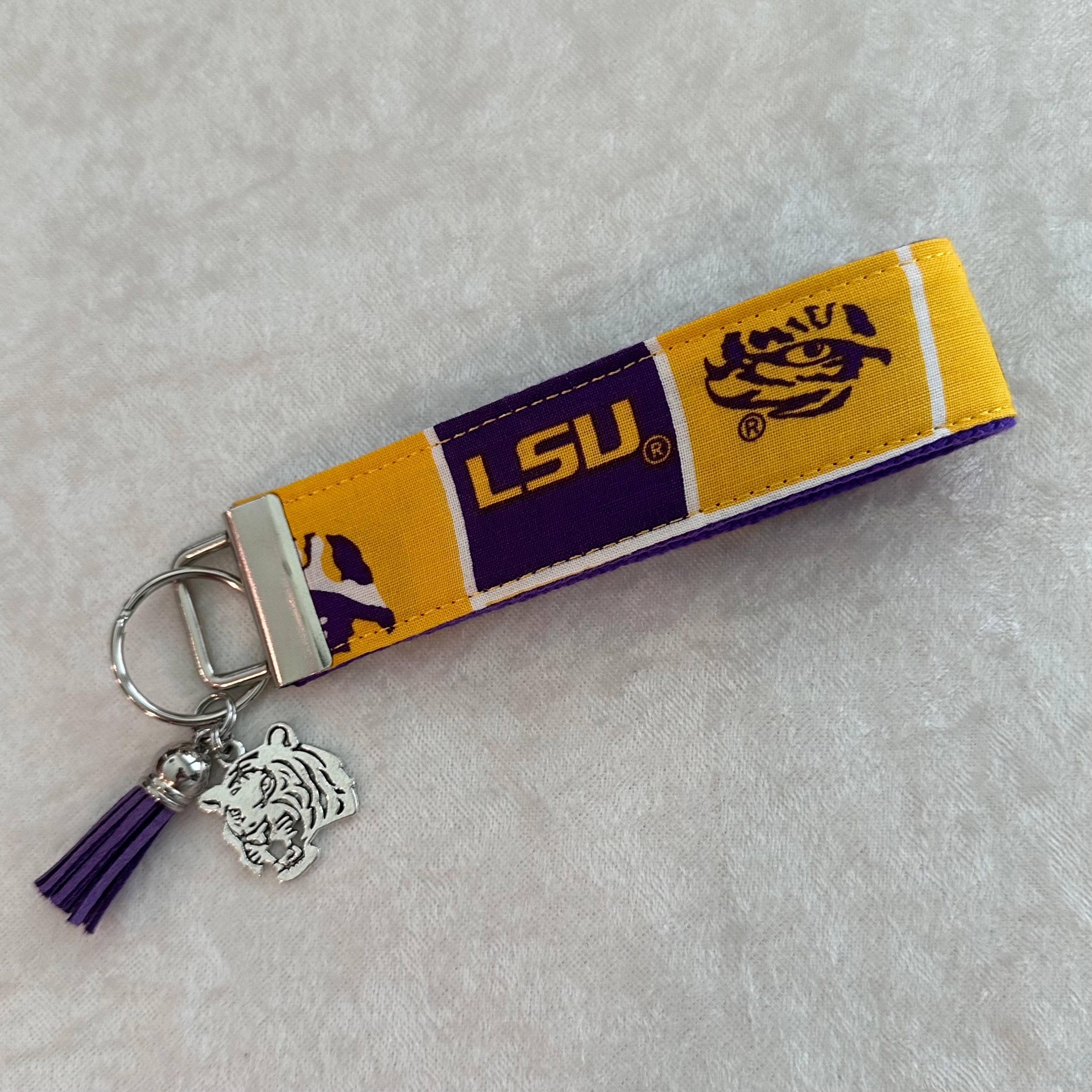 Lsu Louisiana State University Laser Engraved Faux Leather Keychain St