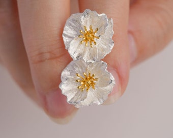 Poppy Flower Stud Earrings - Nature's Elegance for the Graceful Woman,Poppy flower studs