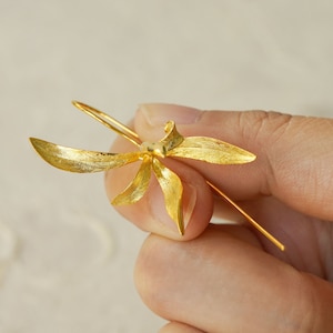 ORCHID EARRINGS, Flower Earrings,Gold Orchid Earrings,Silver Flower Dangle Earring,Orchid Drop Earring, Bridesmaids Gift, Gift for Mom