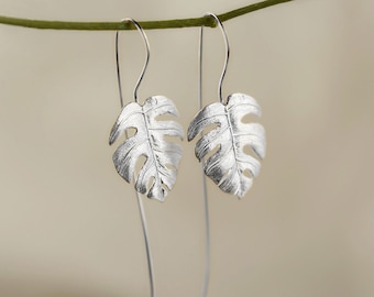 MONSTERA LEAF EARRINGS, Monstera Leaf Jewelry, Leaf Earrings,Plant Earring,Botanical Earrings,Tropical Earrings,Gift for Mom