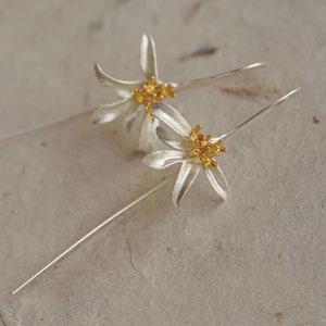 Osmanthus Fragrans Flower Earrings, Sweet Olive Earrings,Silver Flower Drop Earrings,Floral Earring,Osmanthus Fragrans Earring image 5