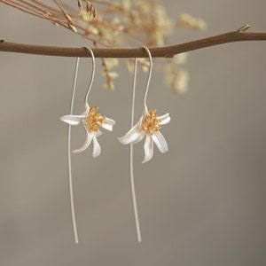Osmanthus Fragrans Flower Earrings, Sweet Olive Earrings,Silver Flower Drop Earrings,Floral Earring,Osmanthus Fragrans Earring image 8