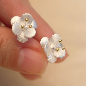PENDIENTES DE FLOR, Pendientes de flores de manzano silvestre, Pendientes florales, Joyas de flores, Pendientes llamativos, Pendientes de plata de ley, Regalo para mamá
