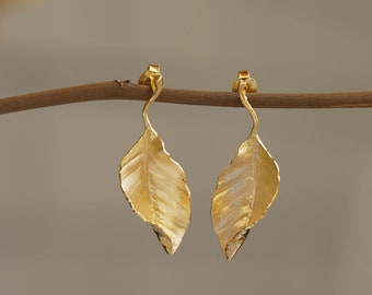 LEAF DROP EARRINGS, Elegant Leaves Earrings, Dainty Jewelry, Sterling Silver Earring,Daily Jewellery, Gift For Her, Gift for Mom