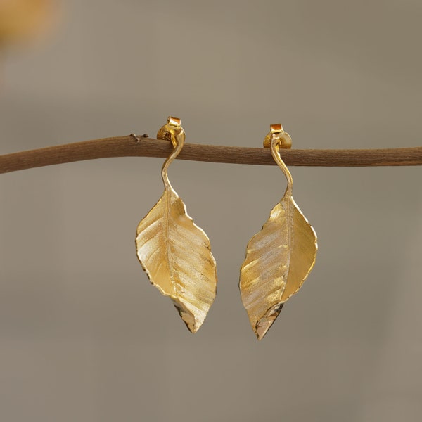 BOUCLES D'OREILLES FEUILLES, Boucles d'oreilles feuilles élégantes, Bijoux délicats, Boucle d'oreille en argent sterling, Bijoux du quotidien, Cadeau pour elle, Cadeau pour maman